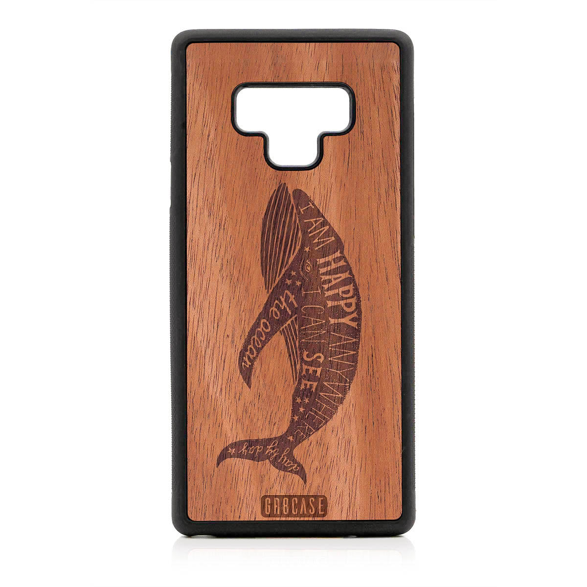 I'm Happy Anywhere I Can See The Ocean (Whale) Design Wood Case For Samsung Galaxy Note 9