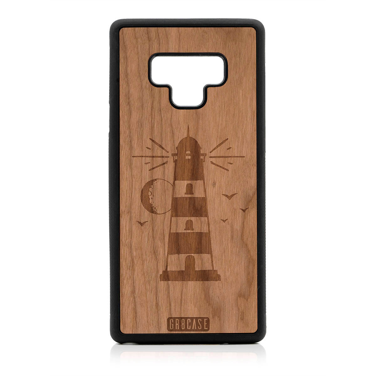 Midnight Lighthouse Design Wood Case For Samsung Galaxy Note 9