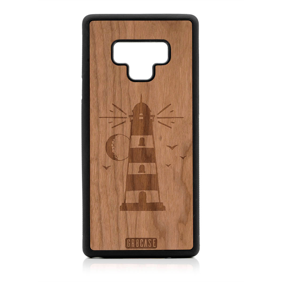 Midnight Lighthouse Design Wood Case For Samsung Galaxy Note 9