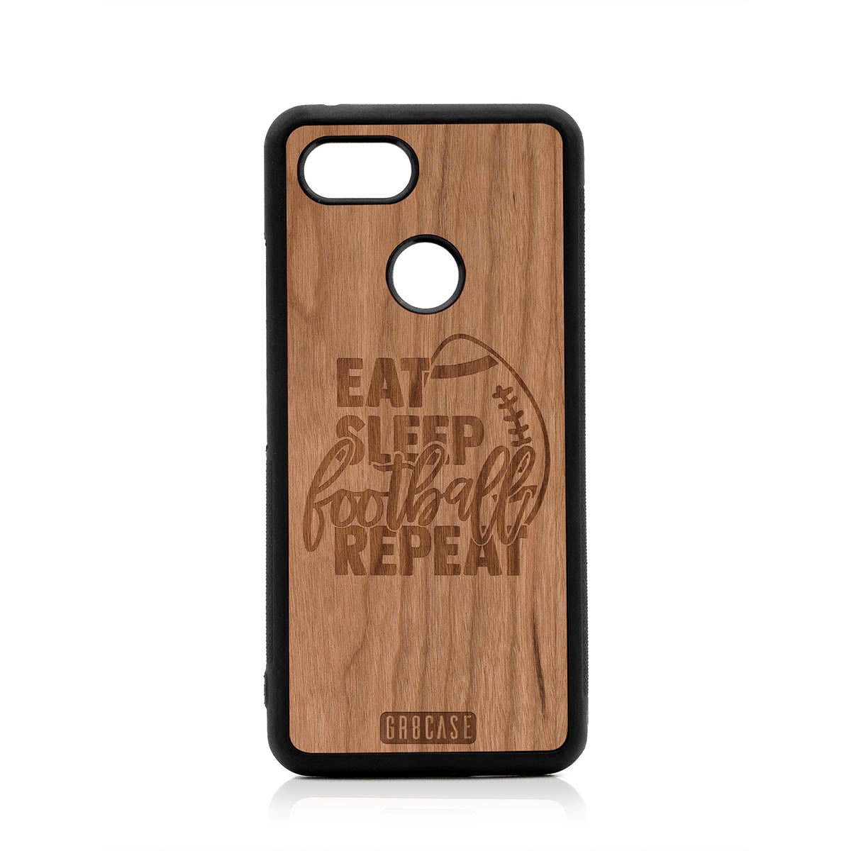 Eat Sleep Football Repeat Design Wood Case For Google Pixel 3