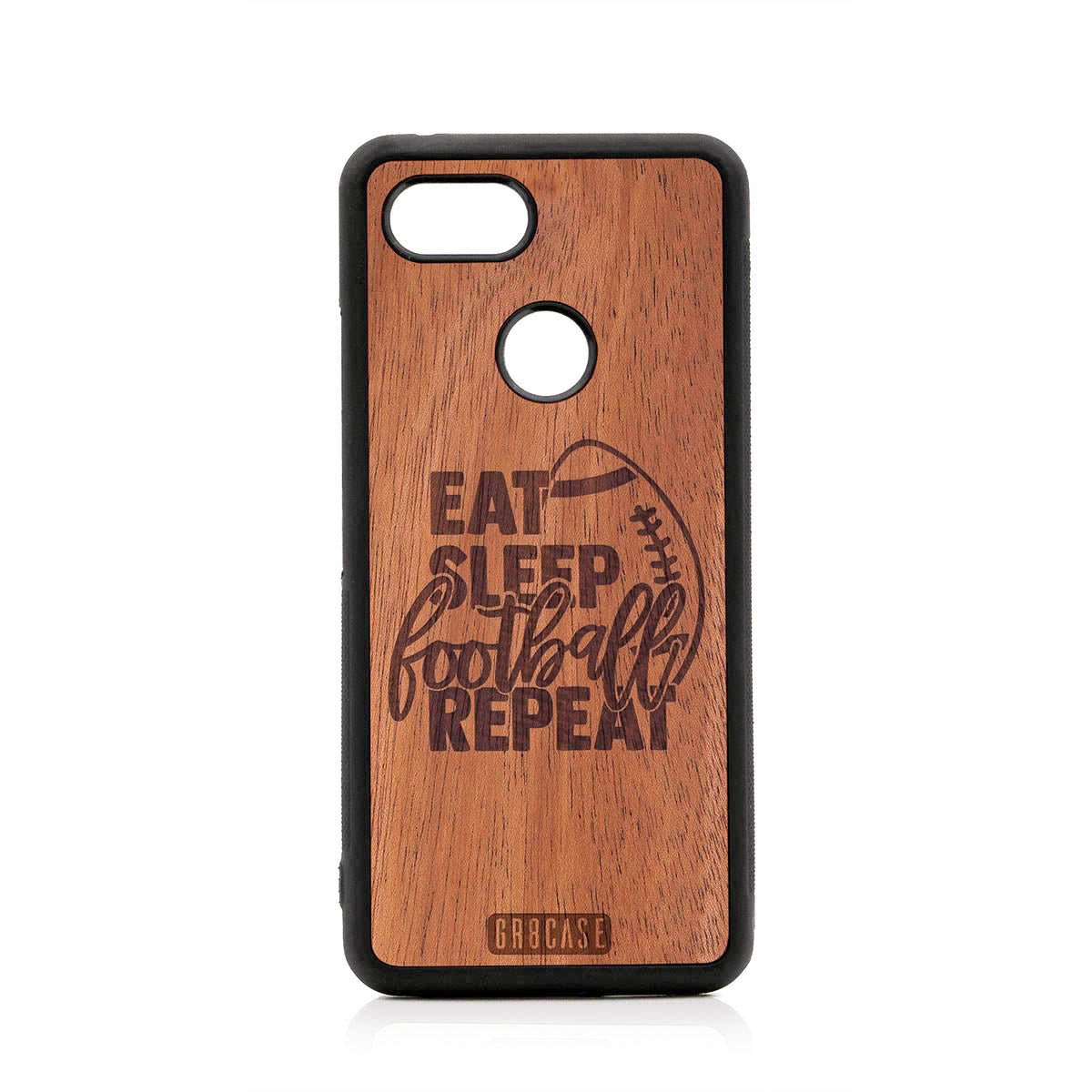 Eat Sleep Football Repeat Design Wood Case For Google Pixel 3