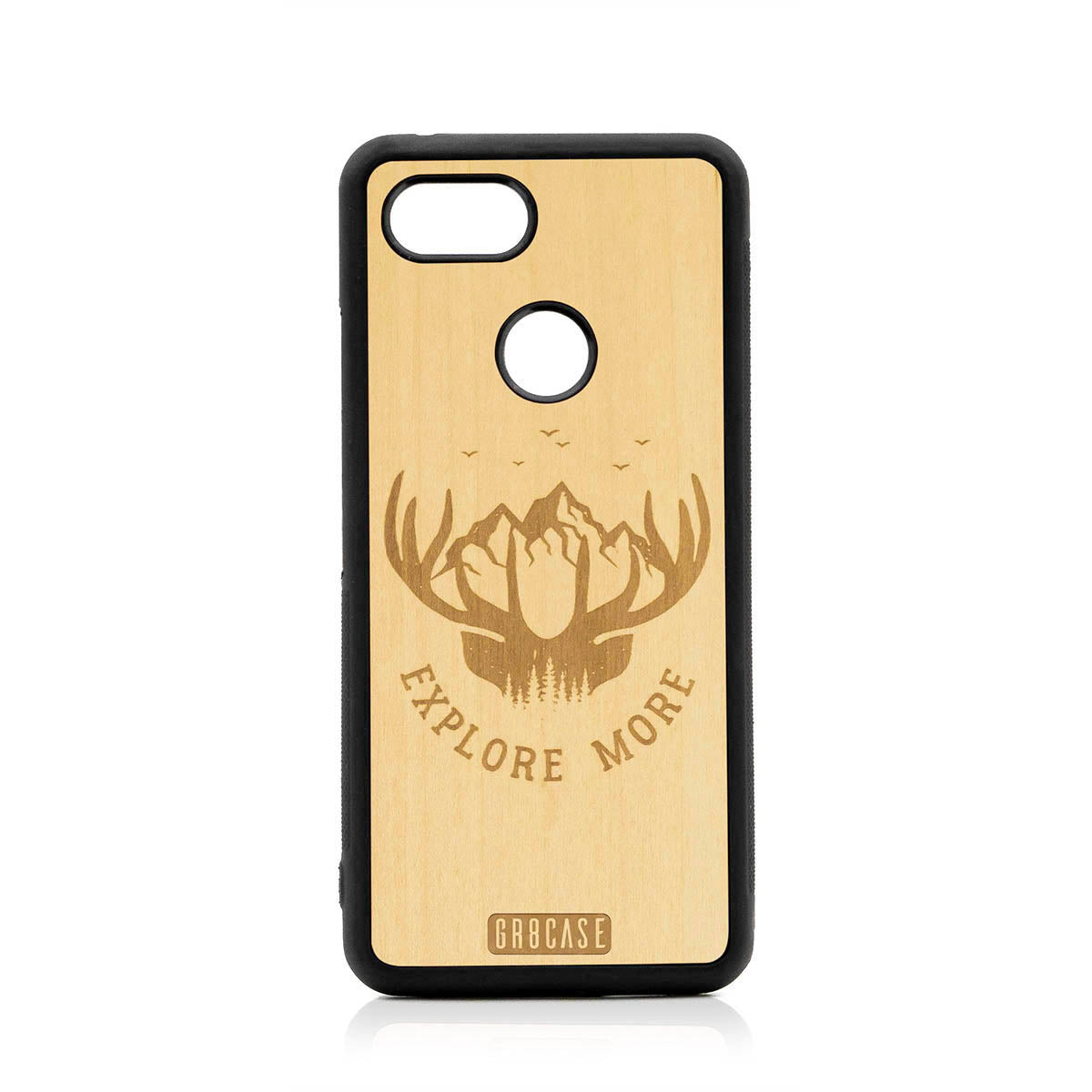Explore More (Forest, Mountains &amp; Antlers) Design Wood Case For Google Pixel 3 by GR8CASE