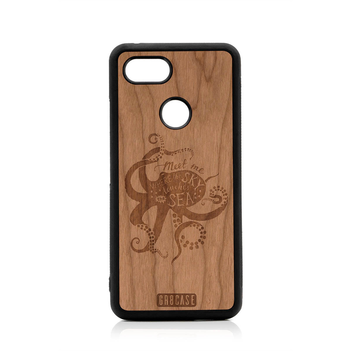 Meet Me Where The Sky Touches The Sea (Octopus) Design Wood Case For Google Pixel 3