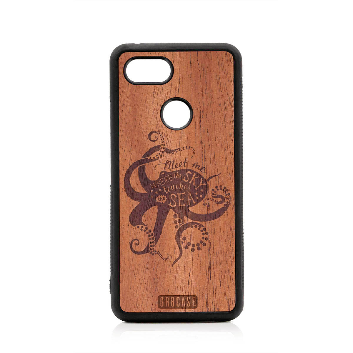 Meet Me Where The Sky Touches The Sea (Octopus) Design Wood Case For Google Pixel 3