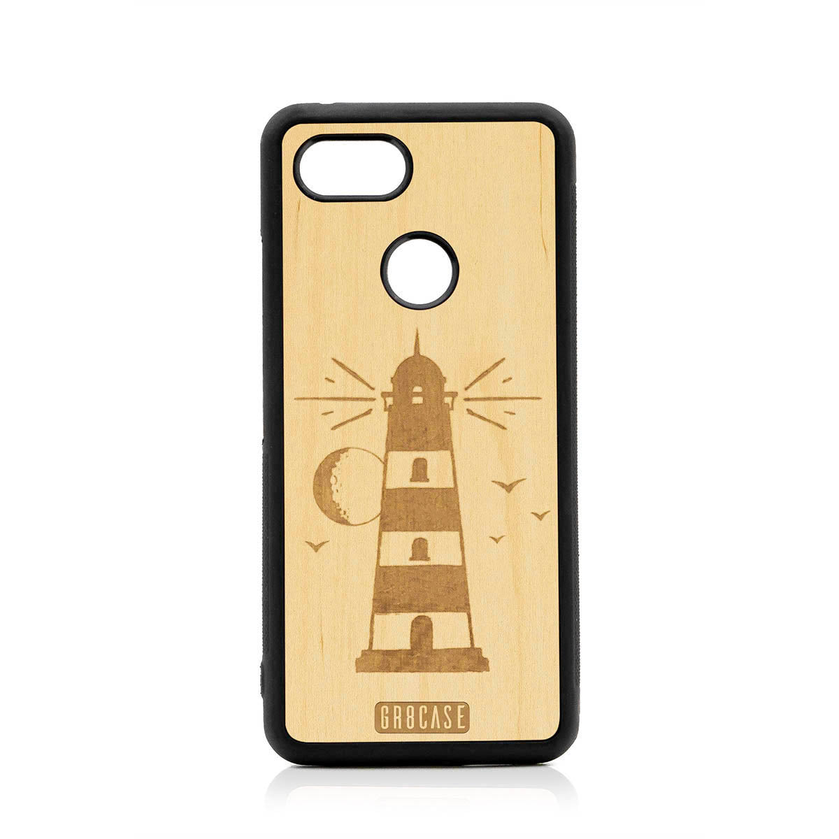 Midnight Lighthouse Design Wood Case For Google Pixel 3
