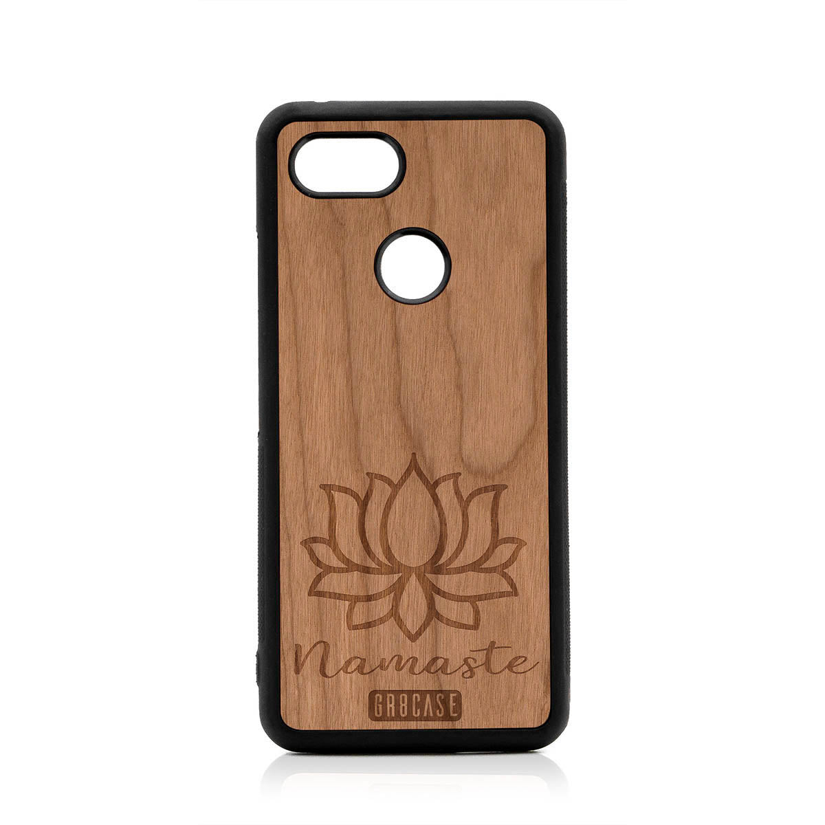 Namaste (Lotus Flower) Design Wood Case For Google Pixel 3