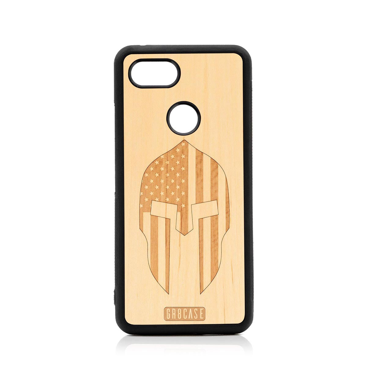 USA Spartan Helmet Design Wood Case Google Pixel 3