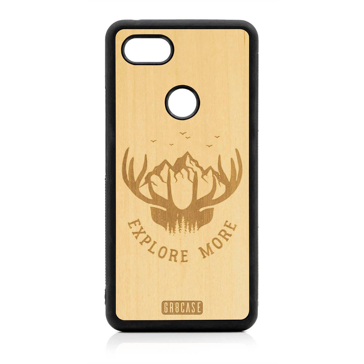 Explore More (Forest, Mountains &amp; Antlers) Design Wood Case For Google Pixel 3 XL by GR8CASE