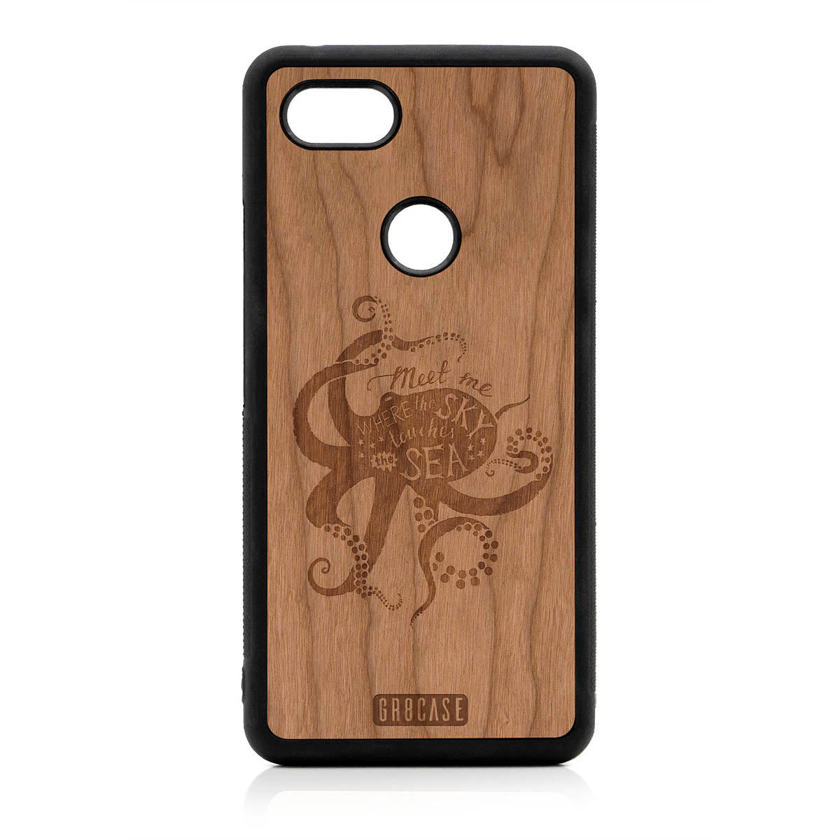 Meet Me Where The Sky Touches The Sea (Octopus) Design Wood Case For Google Pixel 3 XL