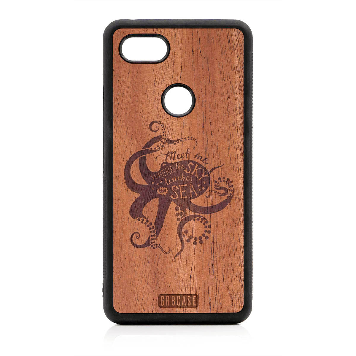 Meet Me Where The Sky Touches The Sea (Octopus) Design Wood Case For Google Pixel 3 XL