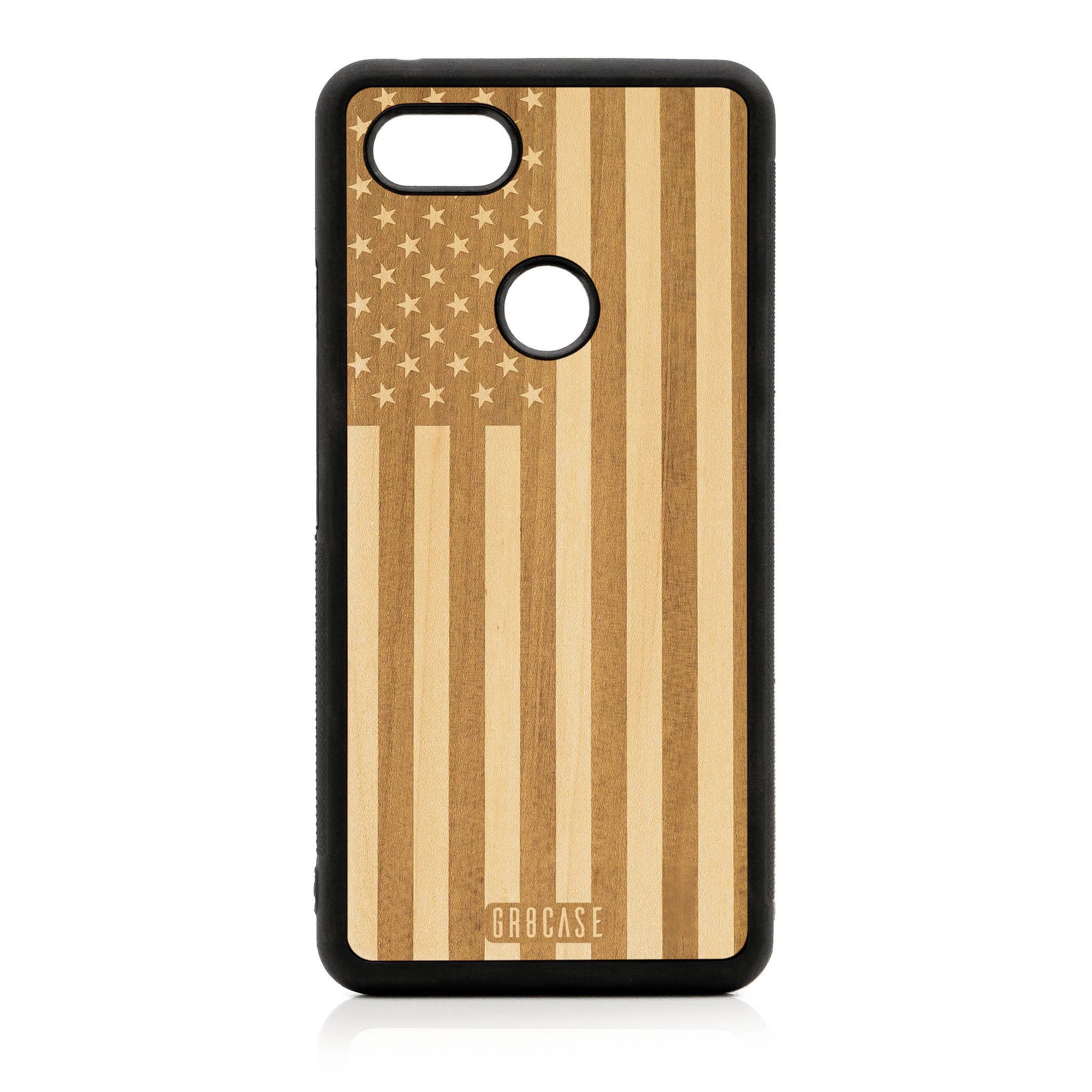 USA Flag Design Wood Case Google Pixel 3 XL