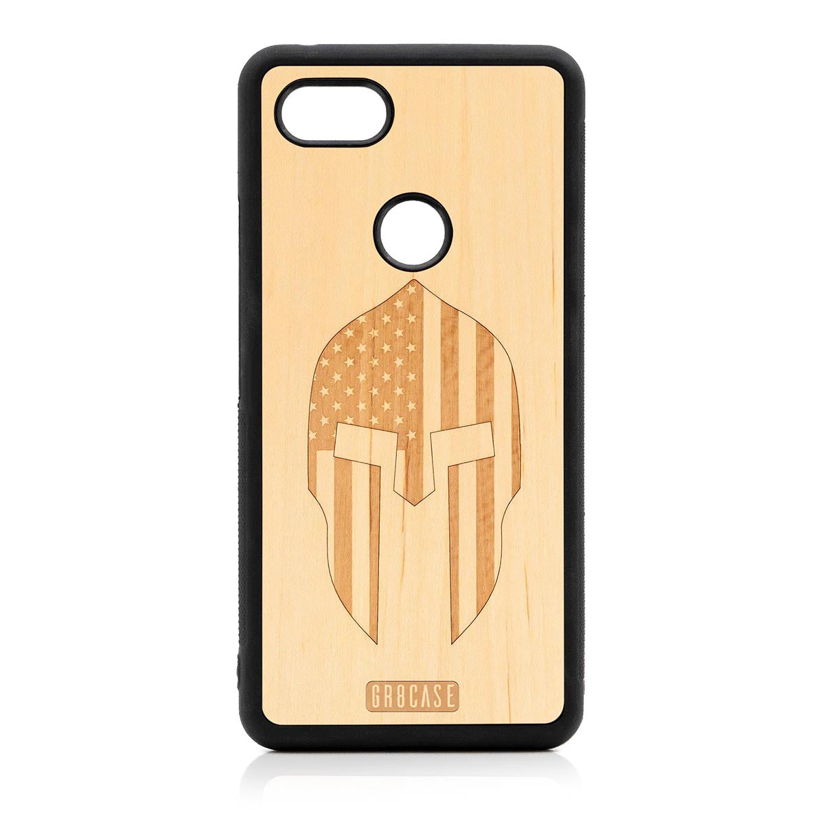 USA Spartan Helmet Design Wood Case Google Pixel 3 XL