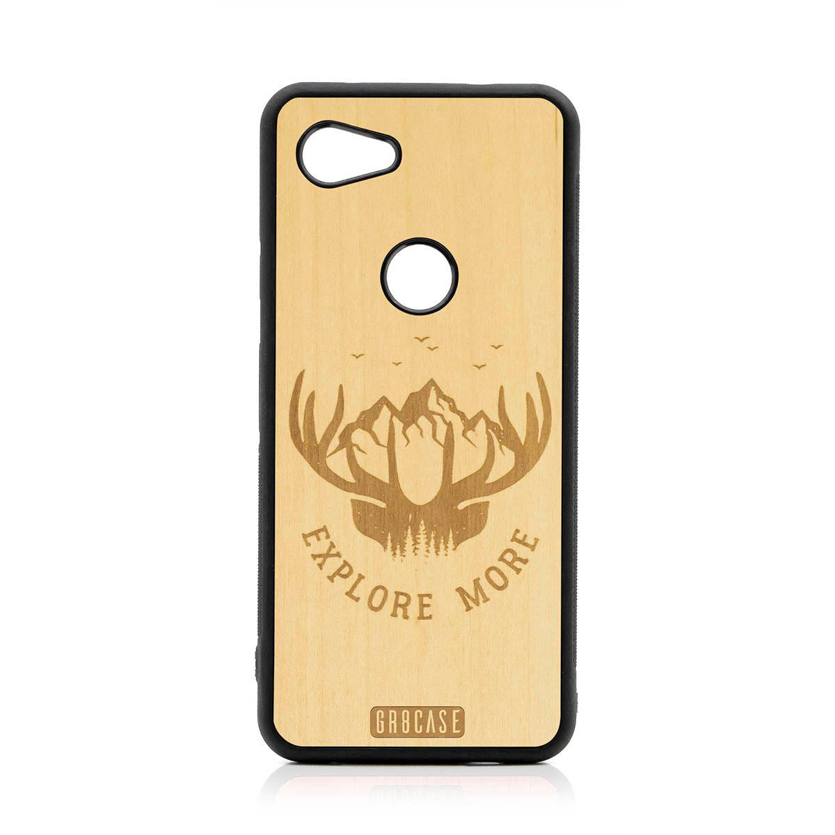 Explore More (Forest, Mountains &amp; Antlers) Design Wood Case For Google Pixel 3A XL by GR8CASE