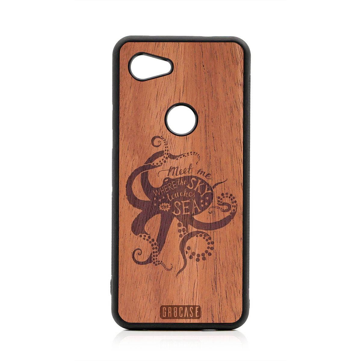 Meet Me Where The Sky Touches The Sea (Octopus) Design Wood Case For Google Pixel 3A XL