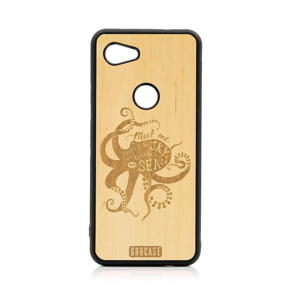 Meet Me Where The Sky Touches The Sea (Octopus) Design Wood Case For Google Pixel 3A XL