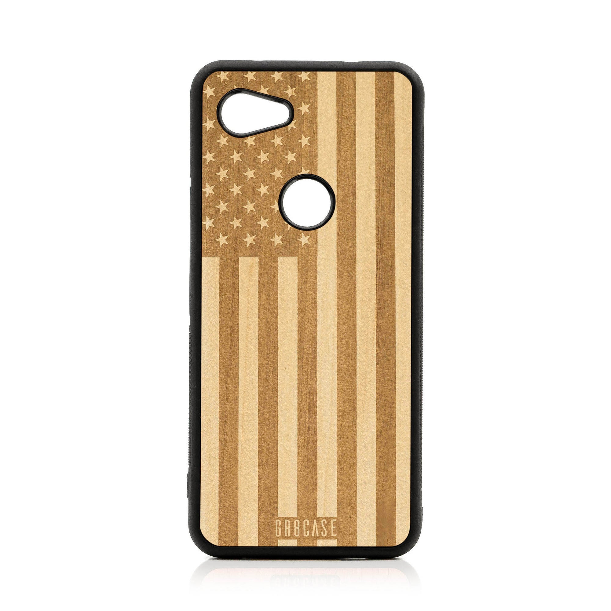 USA Flag Design Wood Case Google Pixel 3A XL
