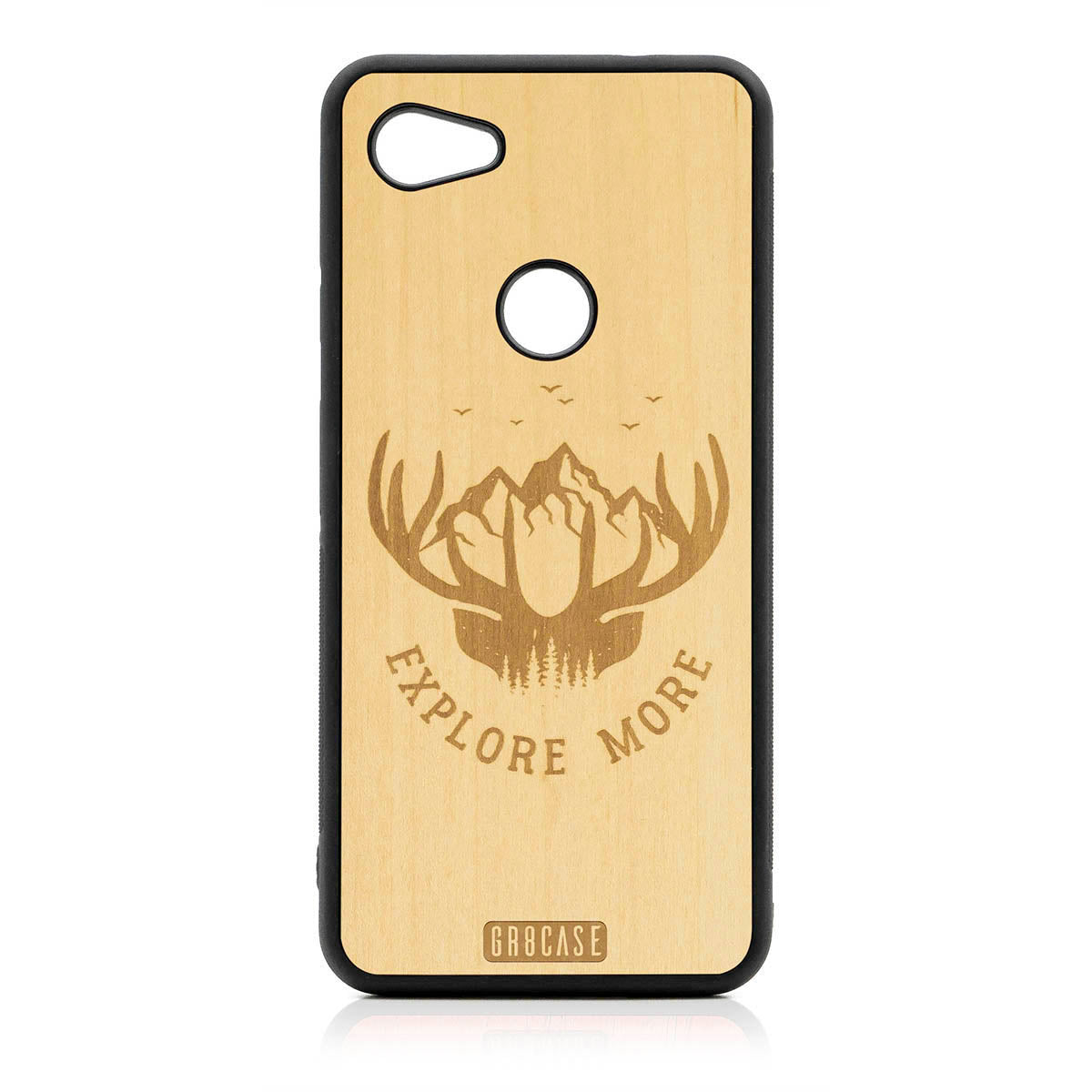 Explore More (Forest, Mountains &amp; Antlers) Design Wood Case For Google Pixel 3A by GR8CASE