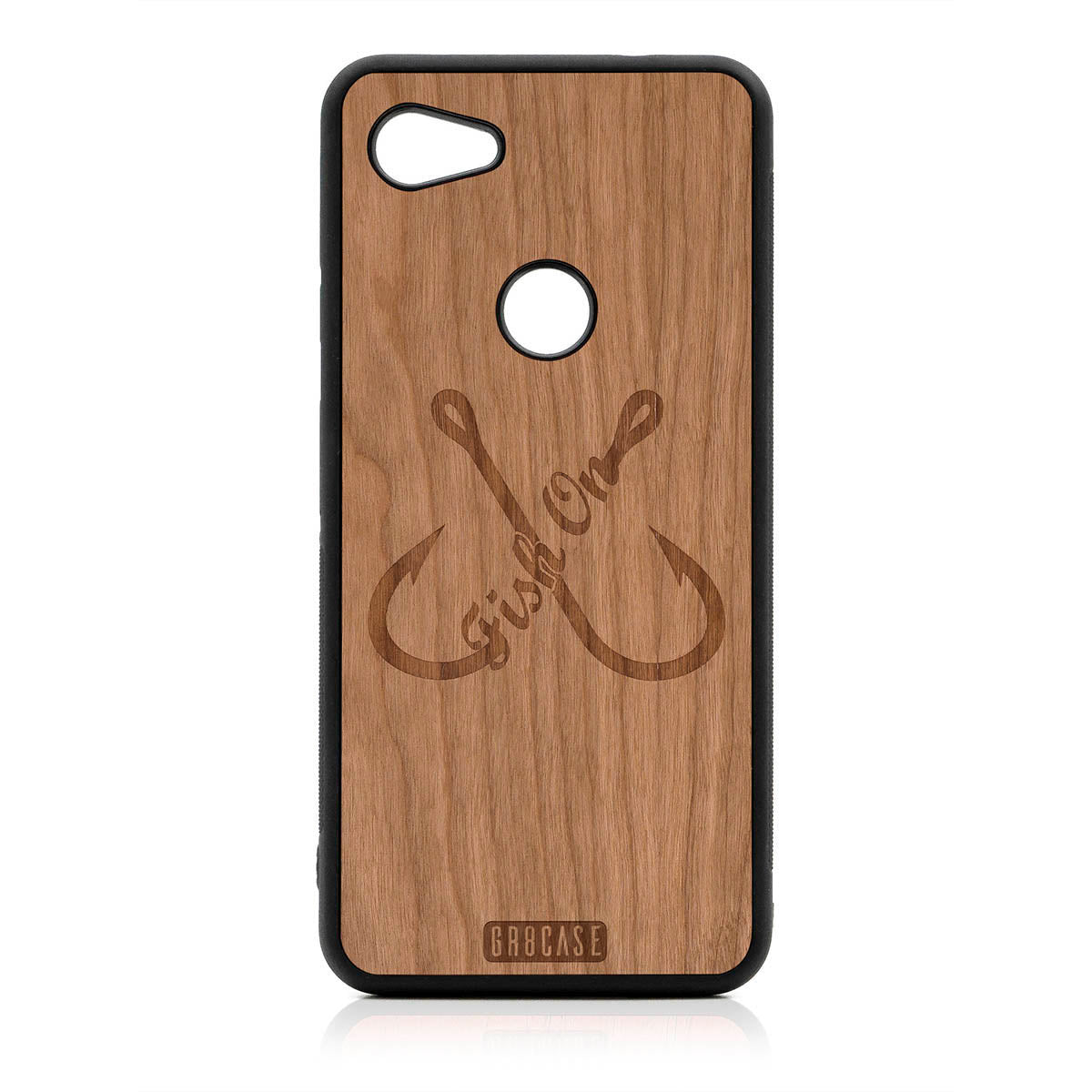 Fish On (Fish Hooks) Design Wood Case For Google Pixel 3A by GR8CASE