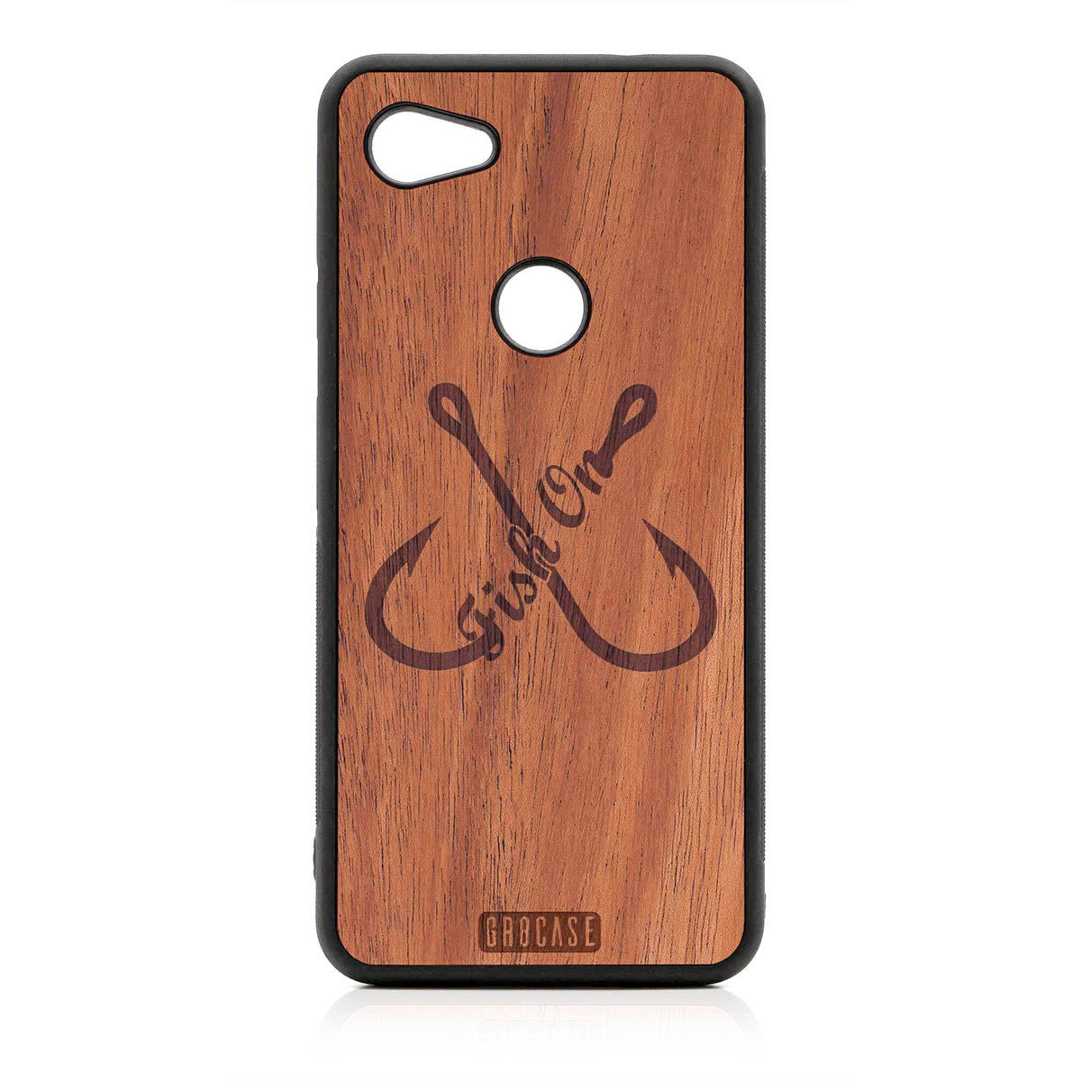 Fish On (Fish Hooks) Design Wood Case For Google Pixel 3A by GR8CASE