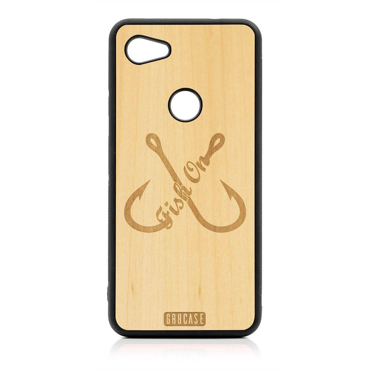 Fish On (Fish Hooks) Design Wood Case For Google Pixel 3A by GR8CASE