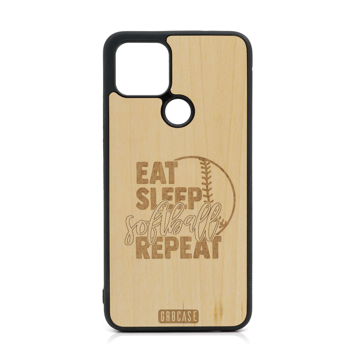 Eat Sleep Softball Repeat Design Wood Case For Google Pixel 5 XL/4A 5G