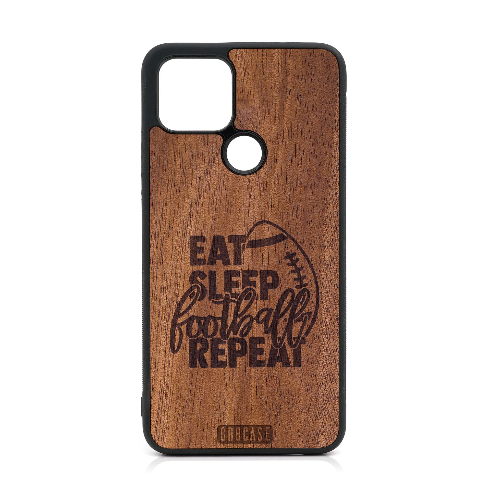 Eat Sleep Football Repeat Design Wood Case For Google Pixel 5 XL/4A 5G