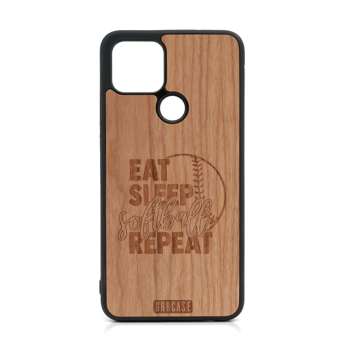 Eat Sleep Softball Repeat Design Wood Case For Google Pixel 5 XL/4A 5G