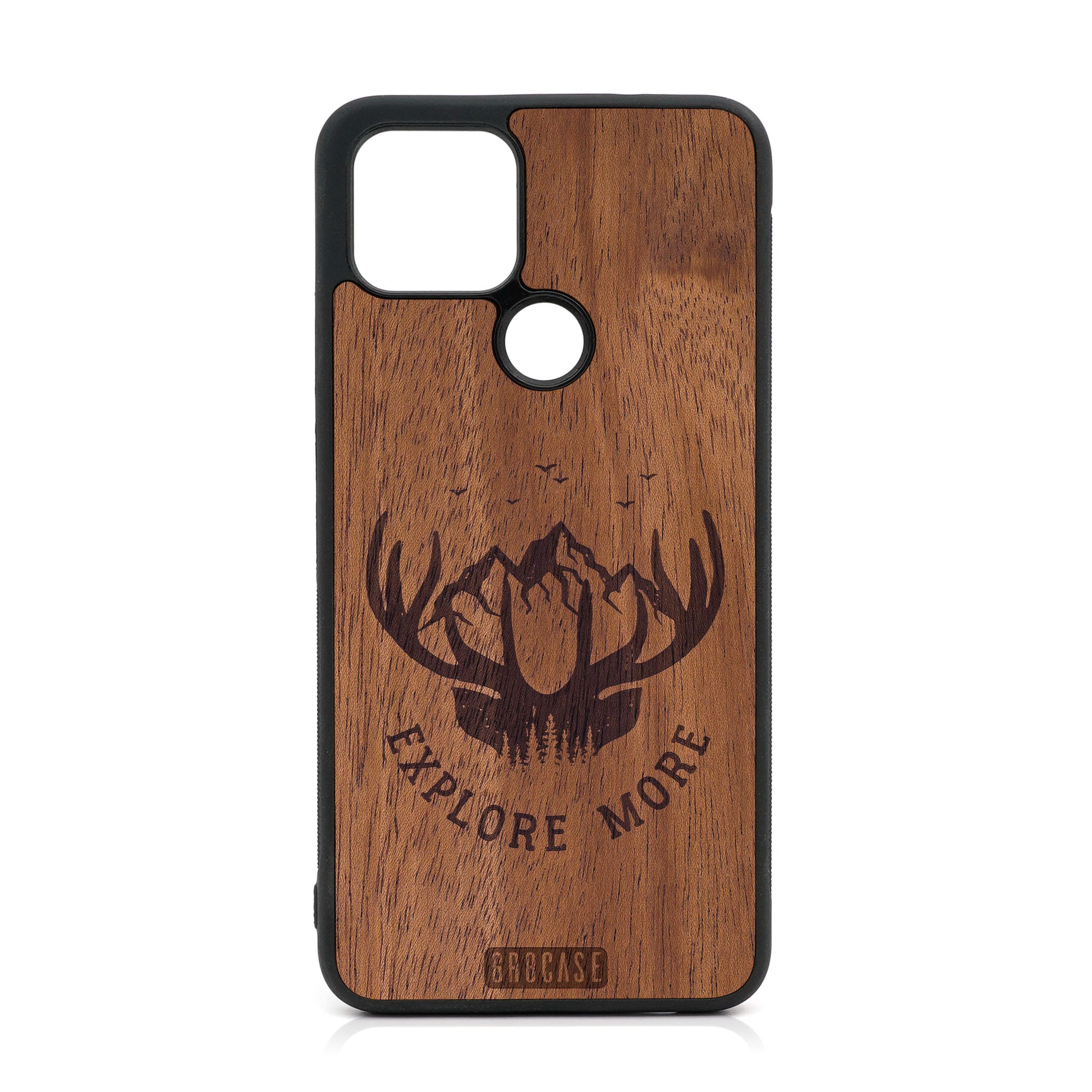 Explore More (Mountain & Antlers) Design Wood Case For Google Pixel 5 XL/4A 5G