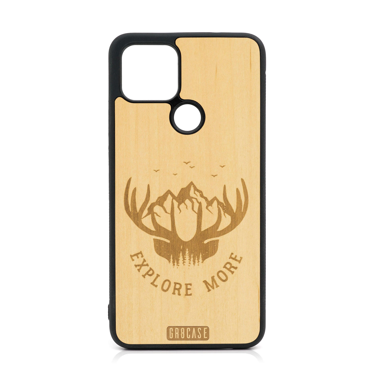 Explore More (Mountain &amp; Antlers) Design Wood Case For Google Pixel 5 XL/4A 5G