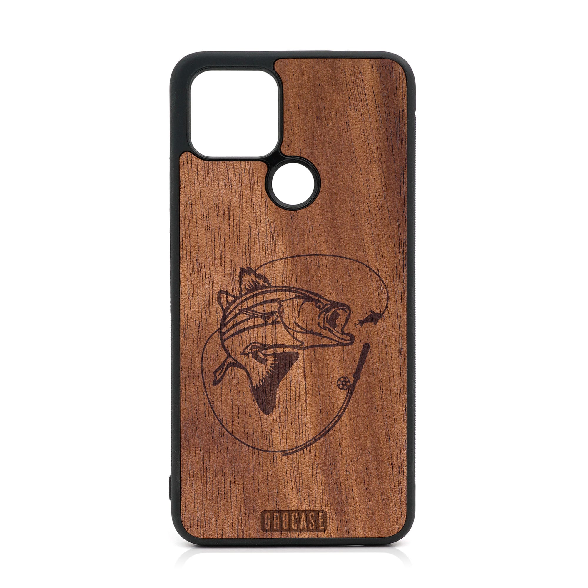 Fish and Reel Design Wood Case For Google Pixel 5 XL/4A 5G