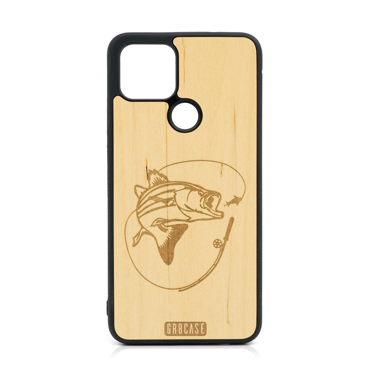 Fish and Reel Design Wood Case For Google Pixel 5 XL/4A 5G