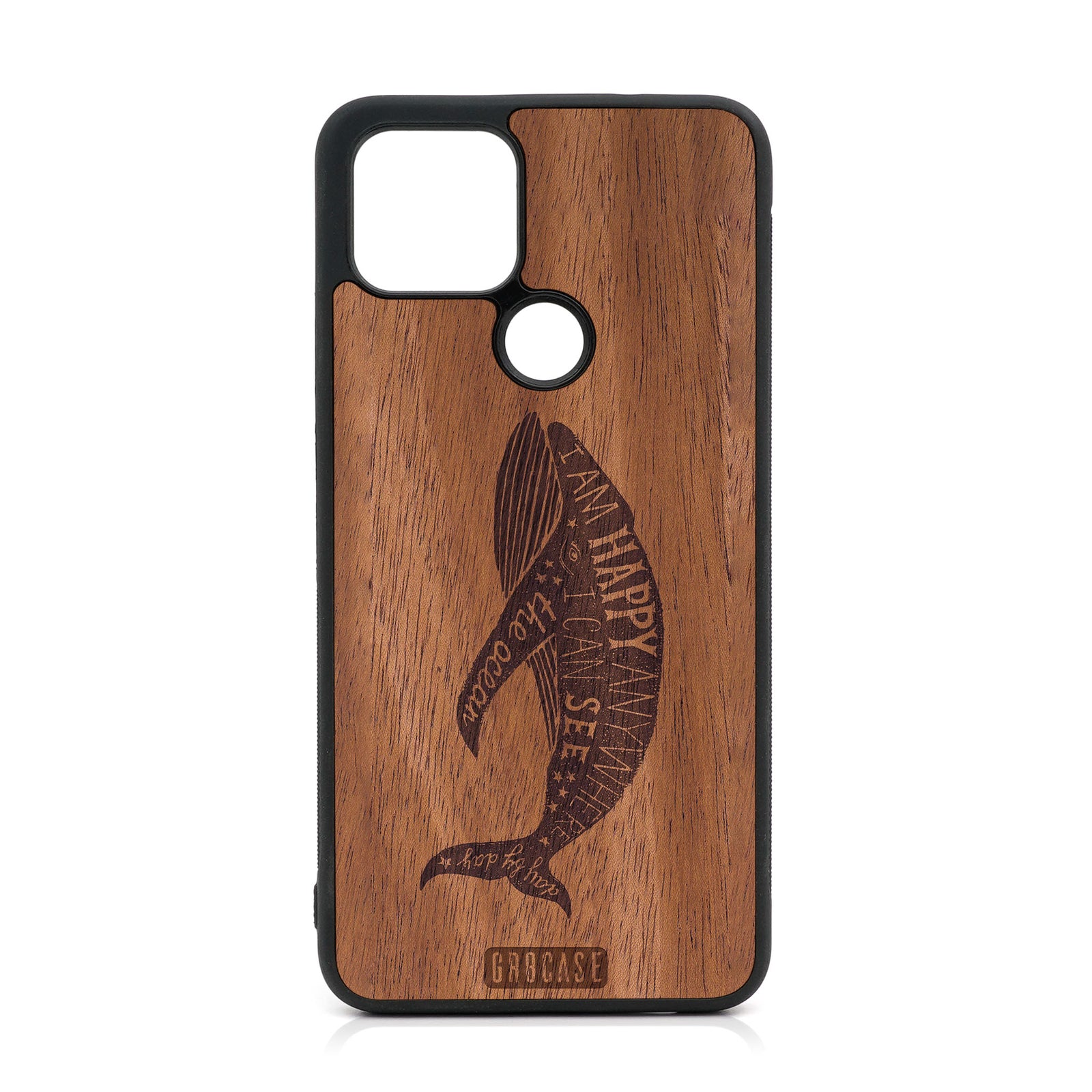 I'm Happy Anywhere I Can See The Ocean (Whale) Design Wood Case For Google Pixel 5 XL/4A 5G