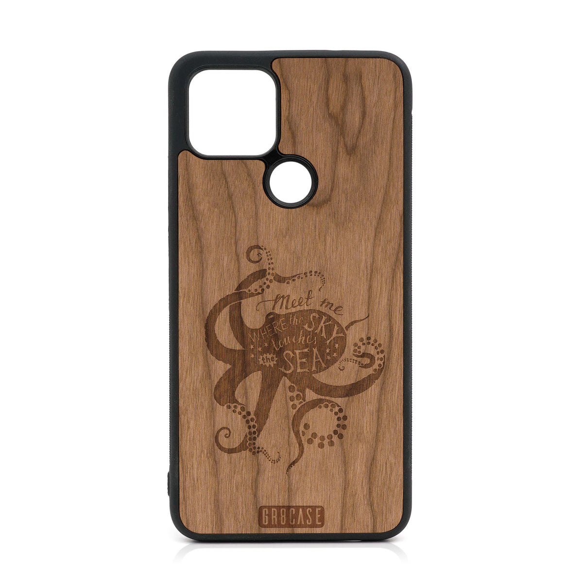 Meet Me Where The Sky Touches The Sea (Octopus) Design Wood Case For Google Pixel 5 XL/4A 5G