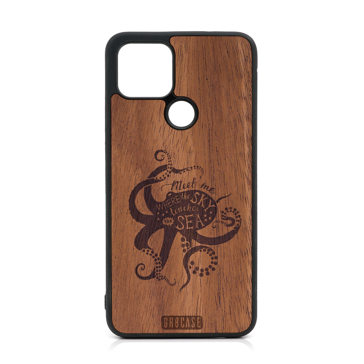 Meet Me Where The Sky Touches The Sea (Octopus) Design Wood Case For Google Pixel 5 XL/4A 5G