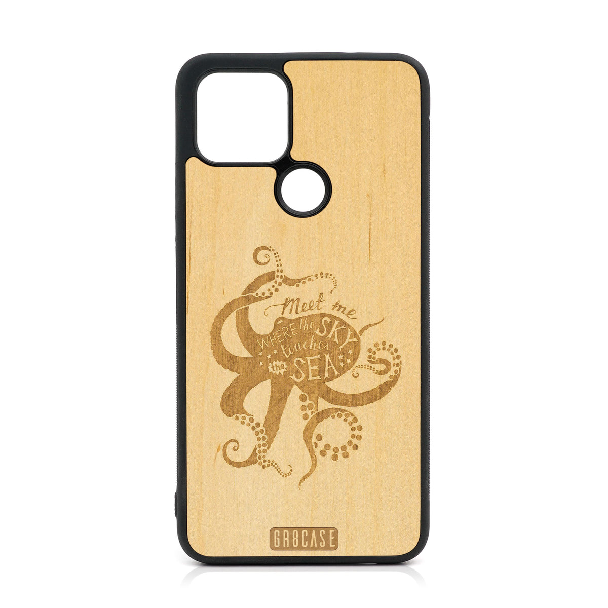Meet Me Where The Sky Touches The Sea (Octopus) Design Wood Case For Google Pixel 5 XL/4A 5G