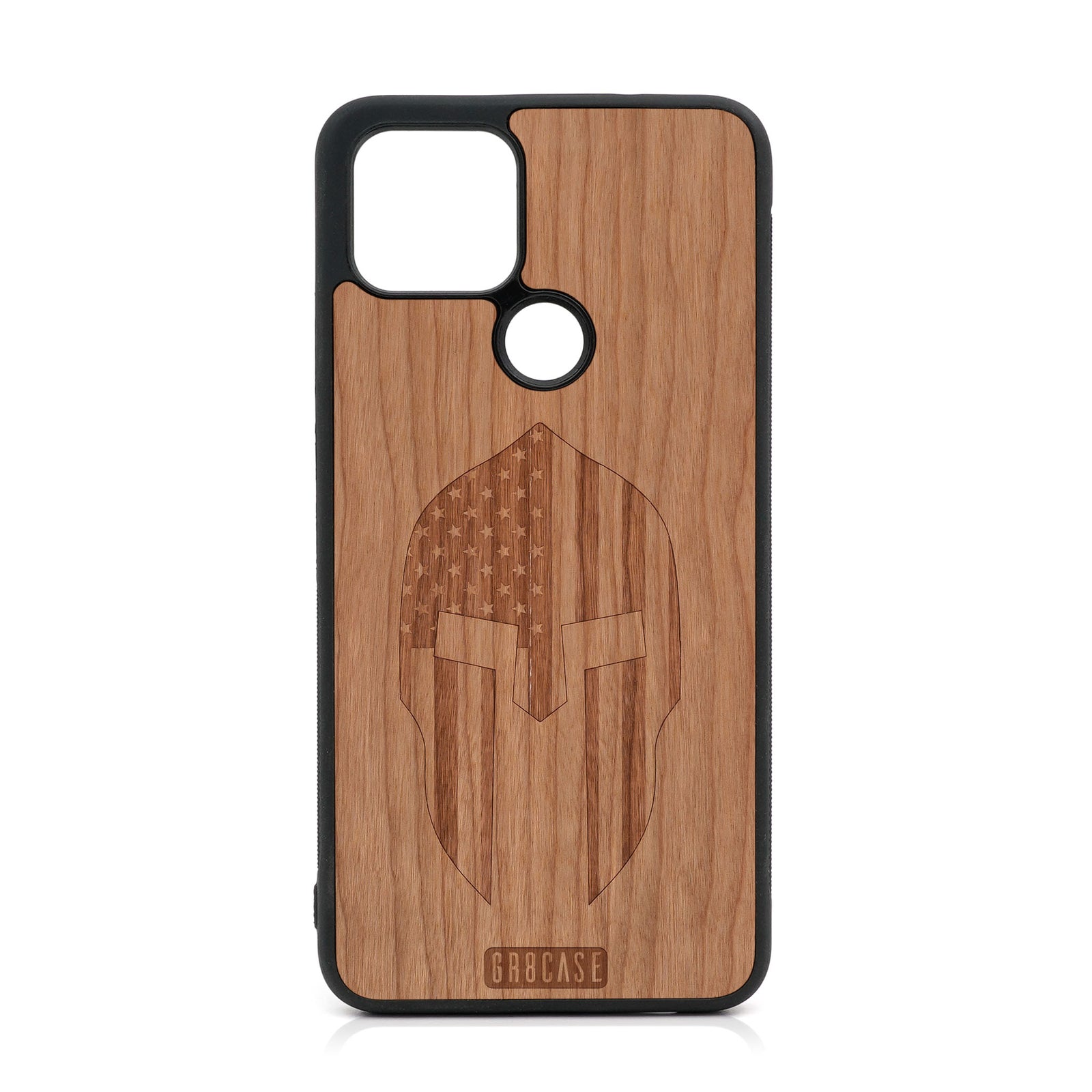 USA Spartan Helmet Design Wood Case For Google Pixel 5 XL/4A 5G