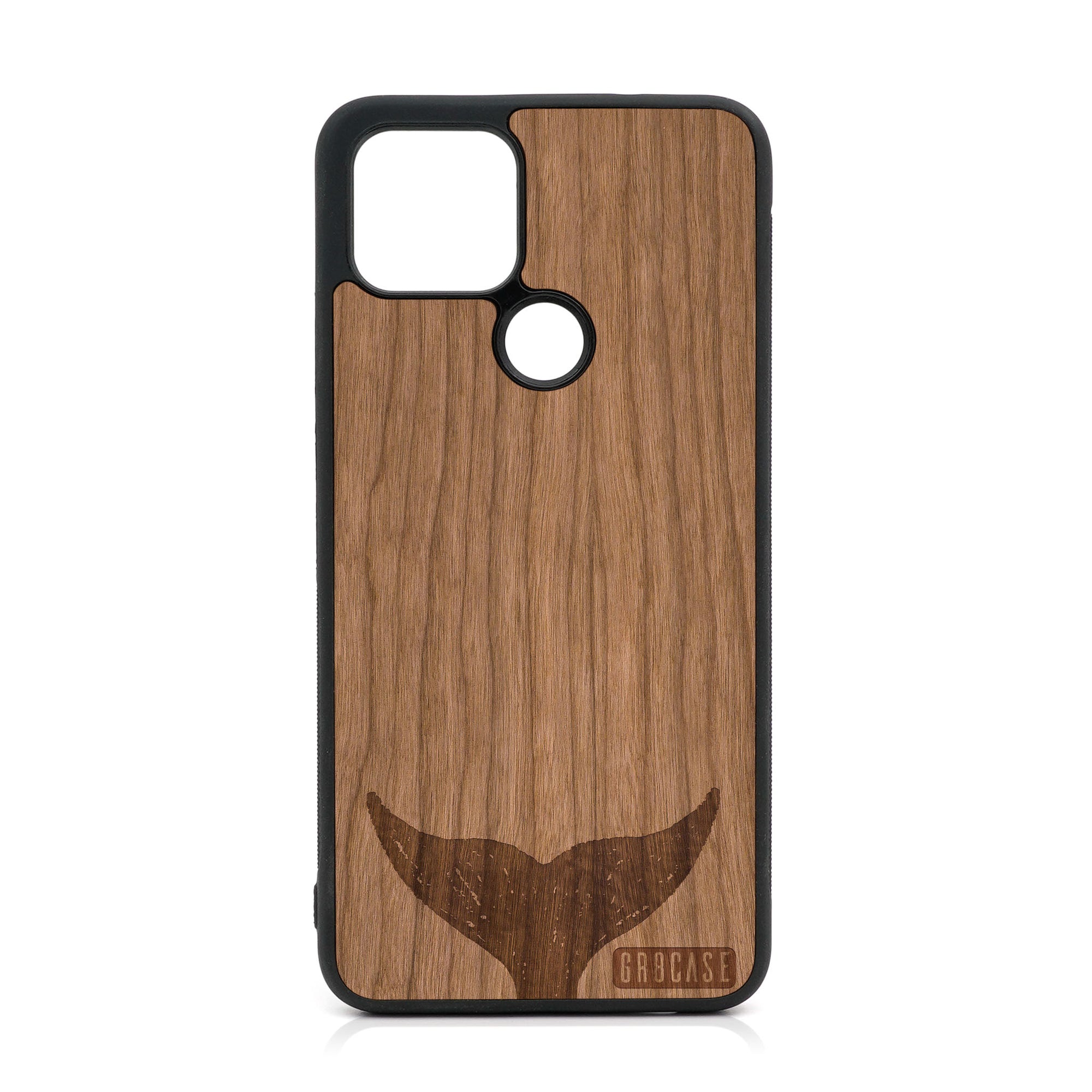 Whale Tail Design Wood Case For Google Pixel 5 XL/4A 5G