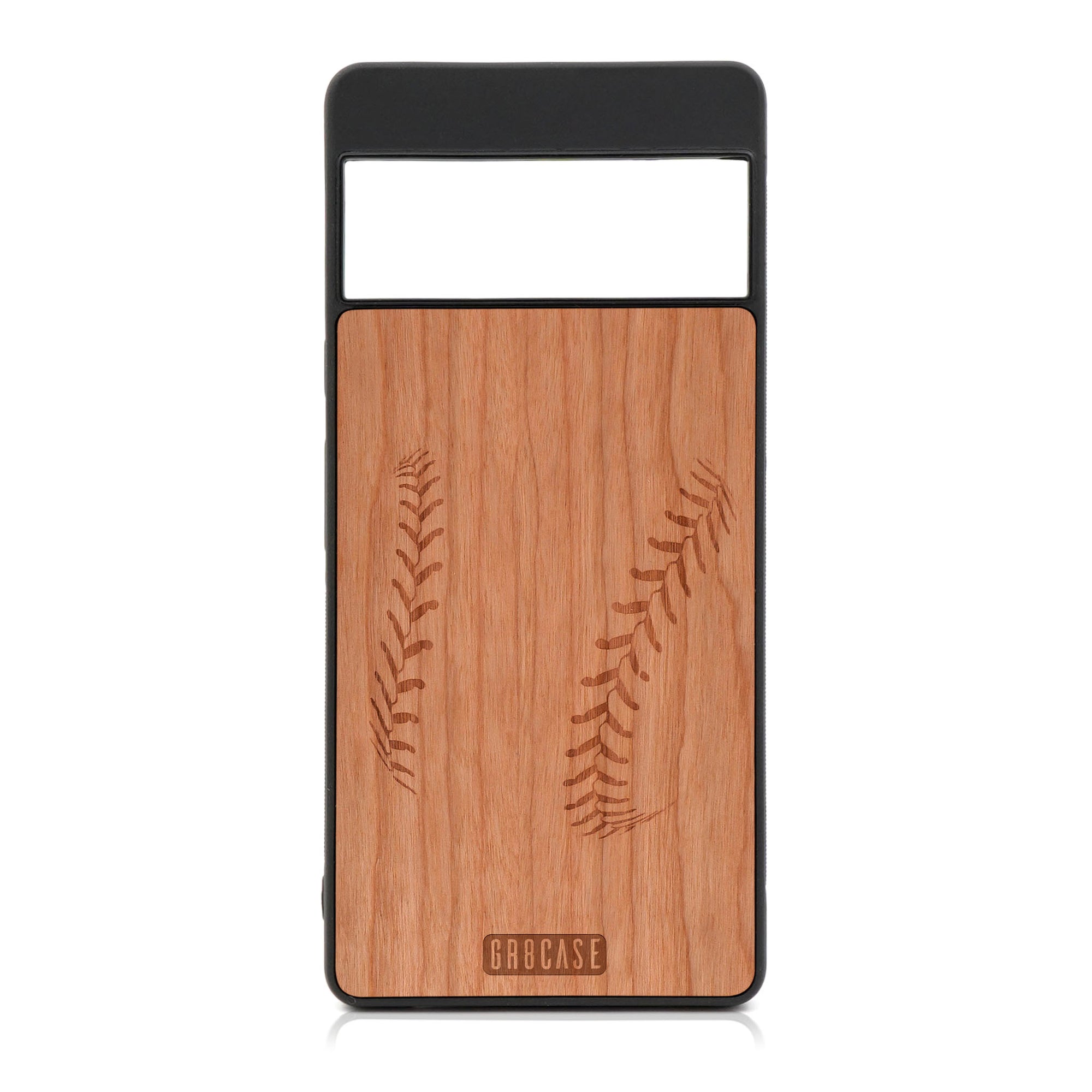 Baseball Stitches Design Wood Case For Google Pixel 6