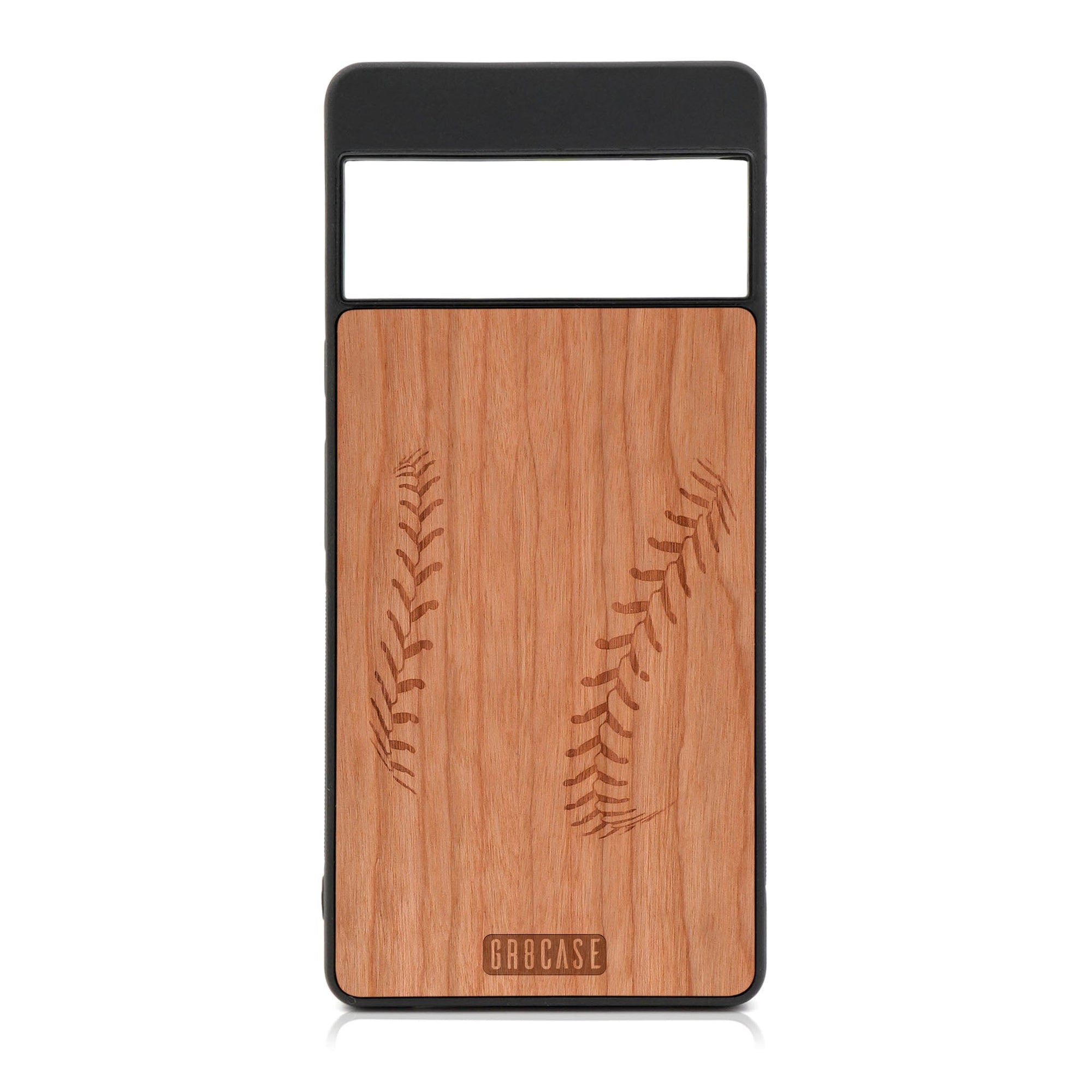 Baseball Stitches Design Wood Case For Google Pixel 6 Pro