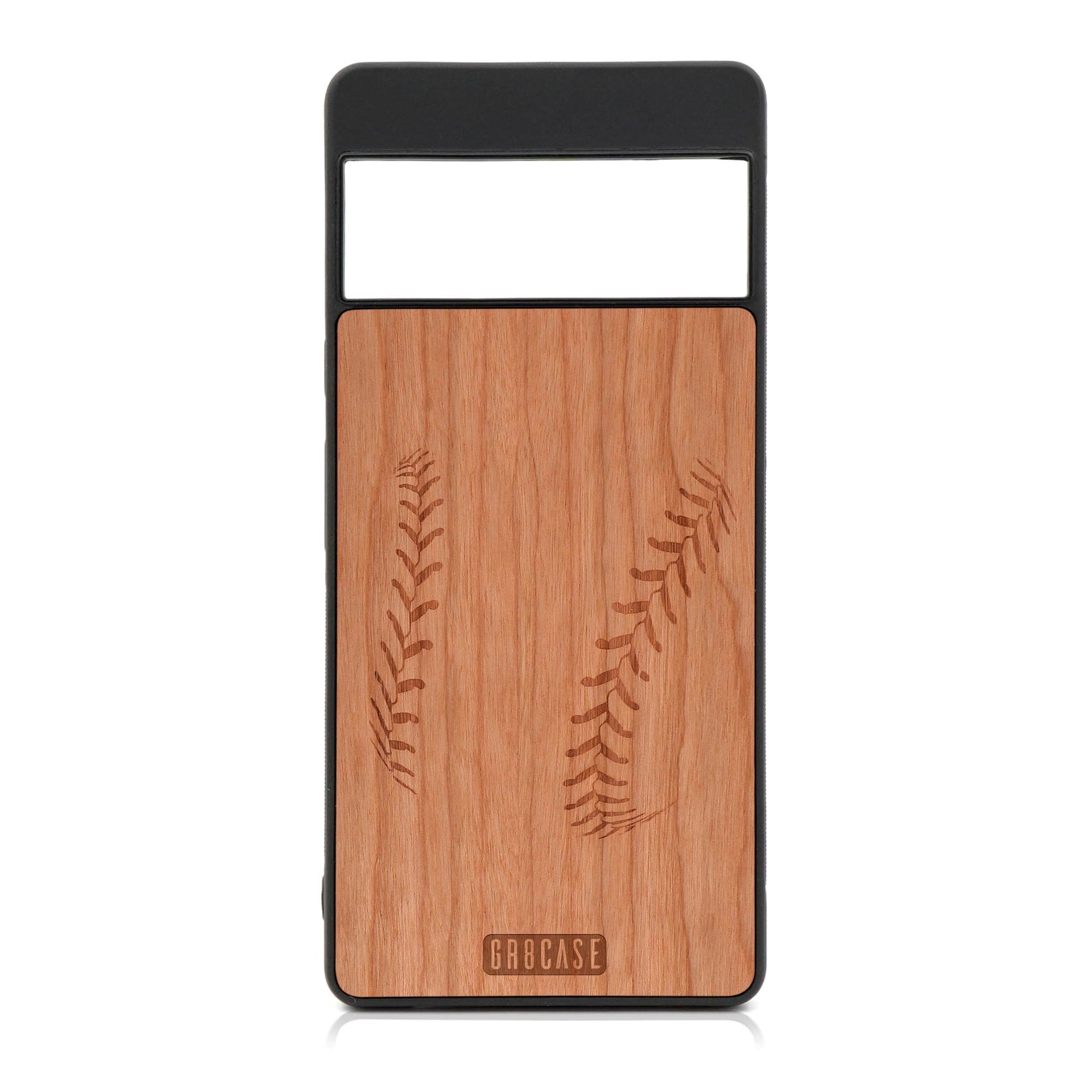 Baseball Stitches Design Wood Case For Google Pixel 7