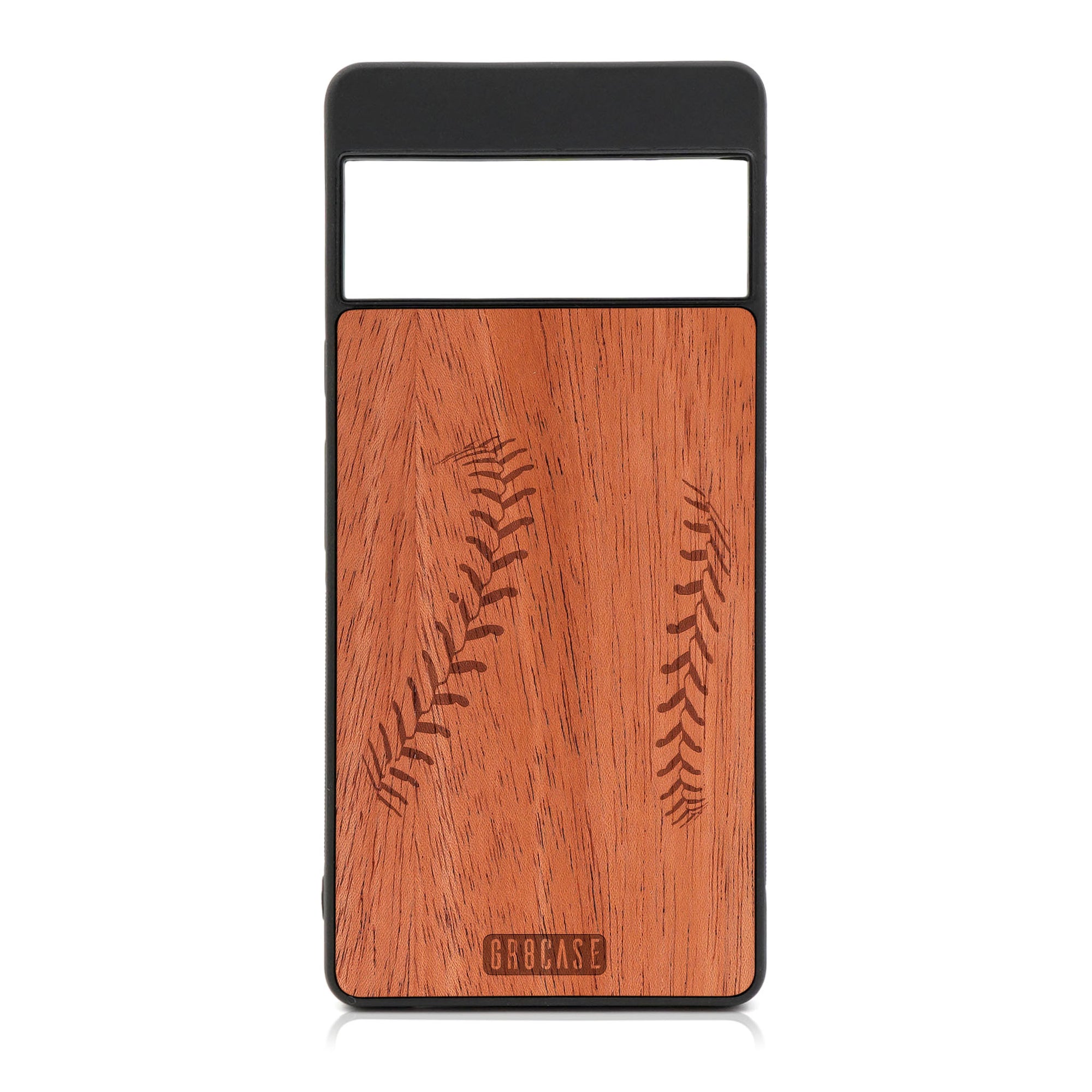 Baseball Stitches Design Wood Case For Google Pixel 6