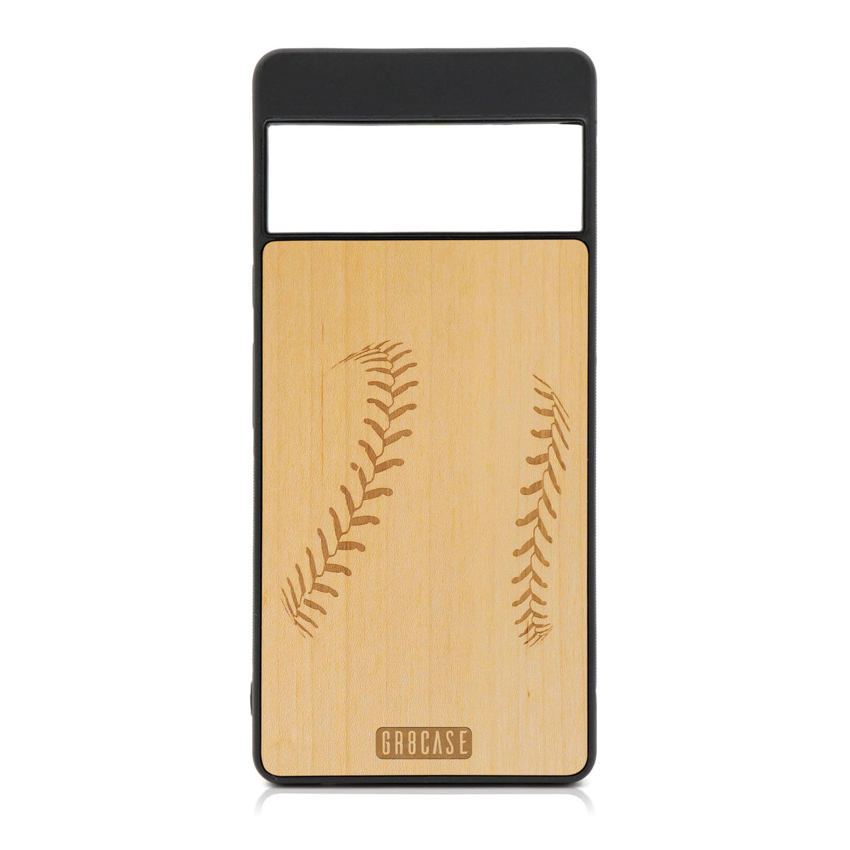 Baseball Stitches Design Wood Case For Google Pixel 6