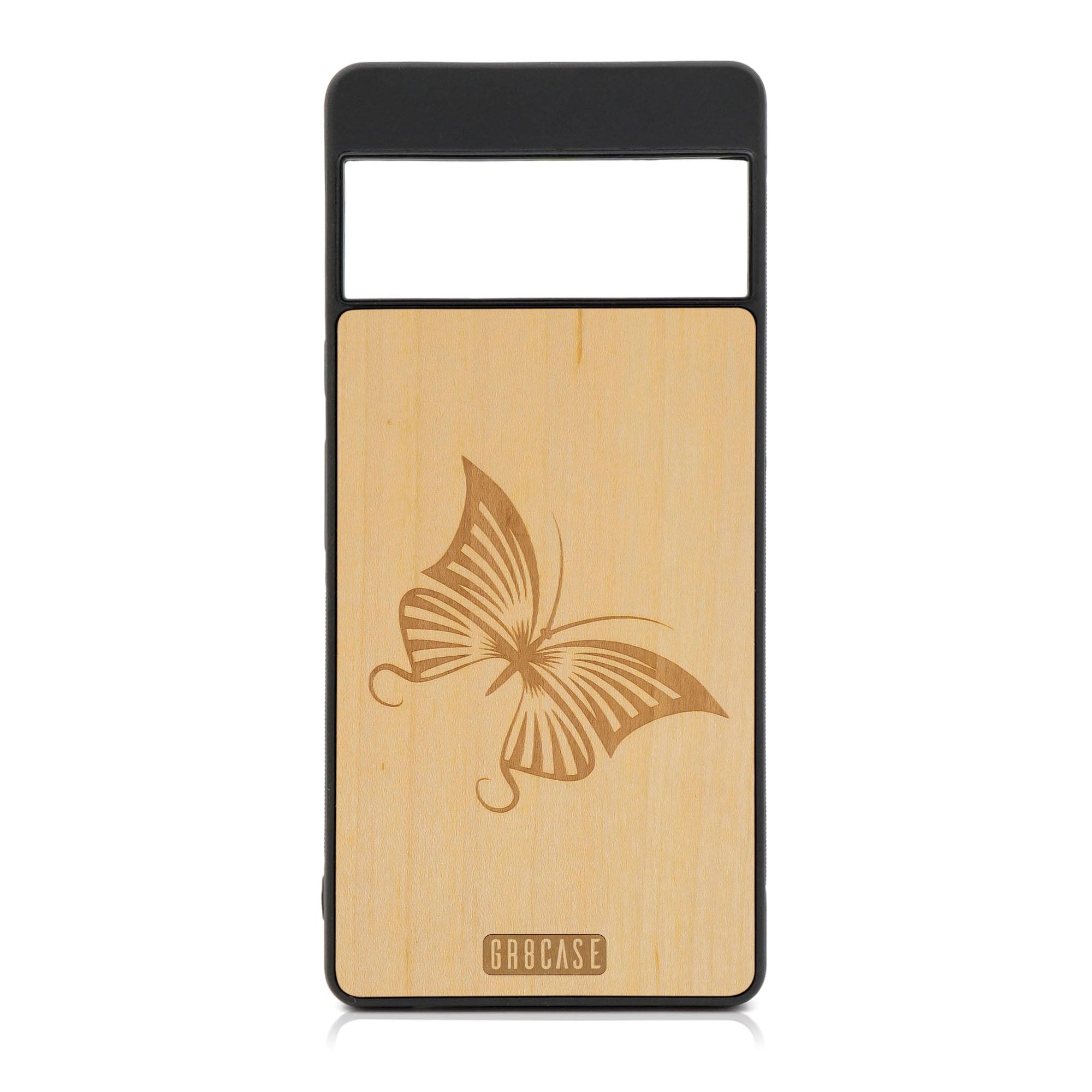 Butterfly Design Wood Case For Google Pixel 6 Pro