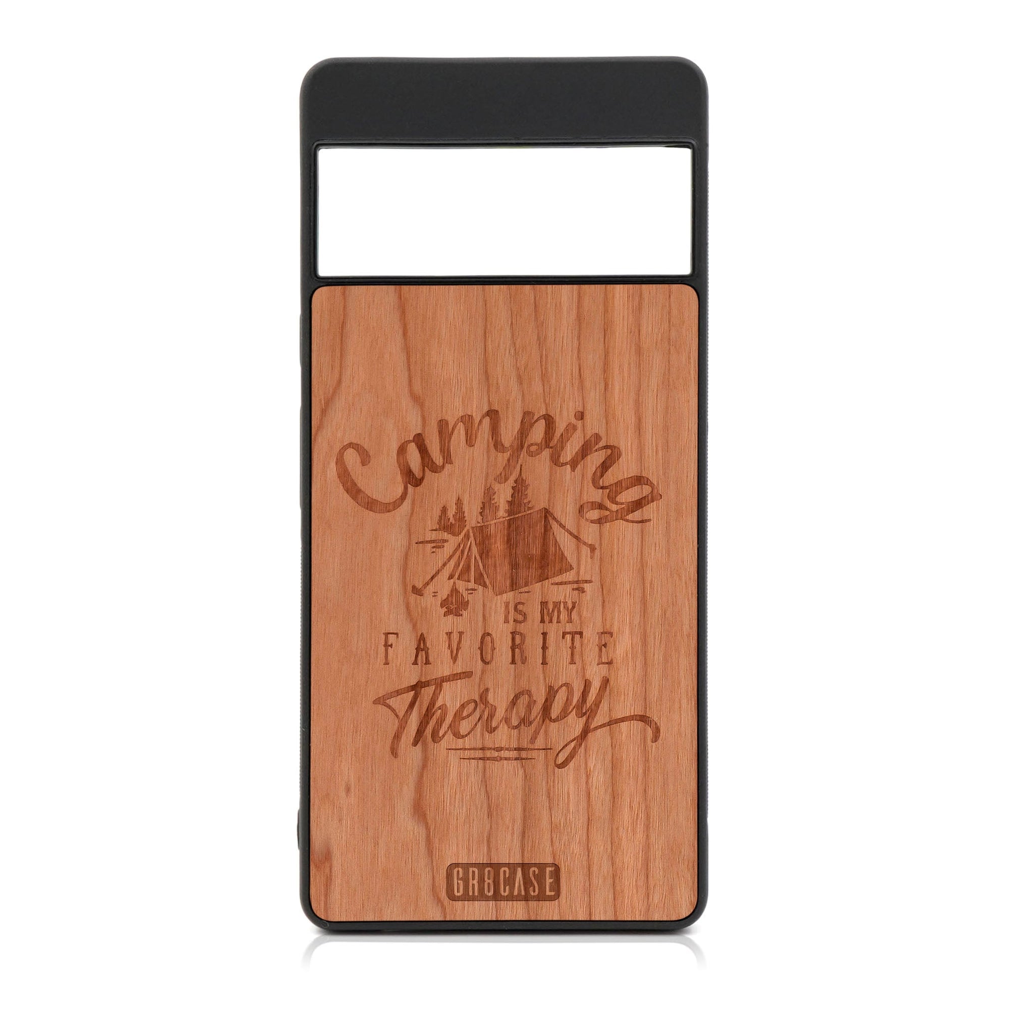 Camping Is My Favorite Therapy Design Wood Case For Google Pixel 6 Pro