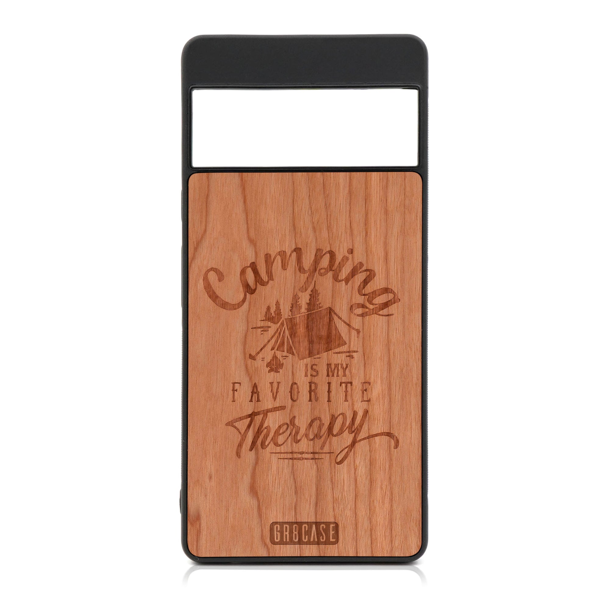 Camping Is My Favorite Therapy Design Wood Case For Google Pixel 6