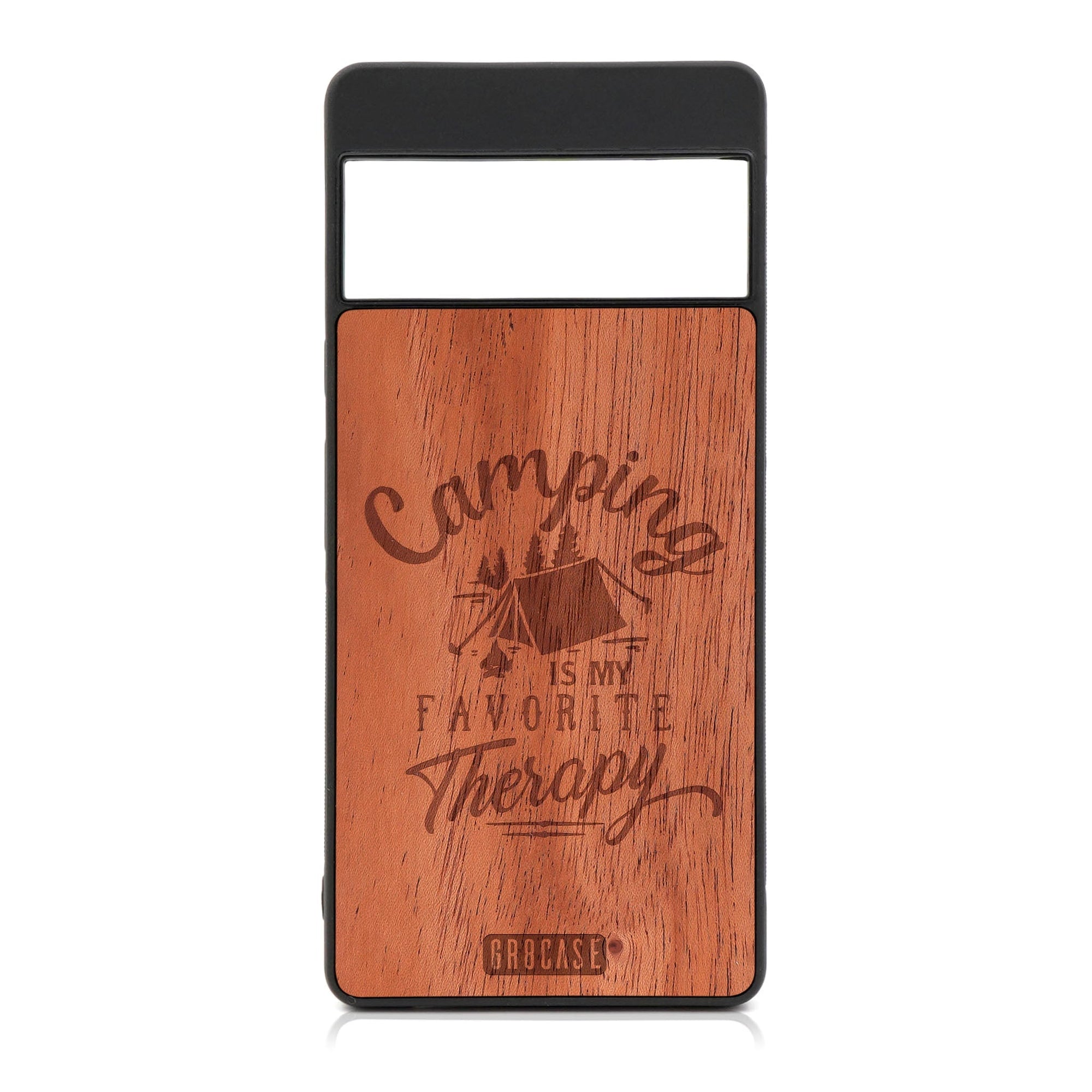 Camping Is My Favorite Therapy Design Wood Case For Google Pixel 7