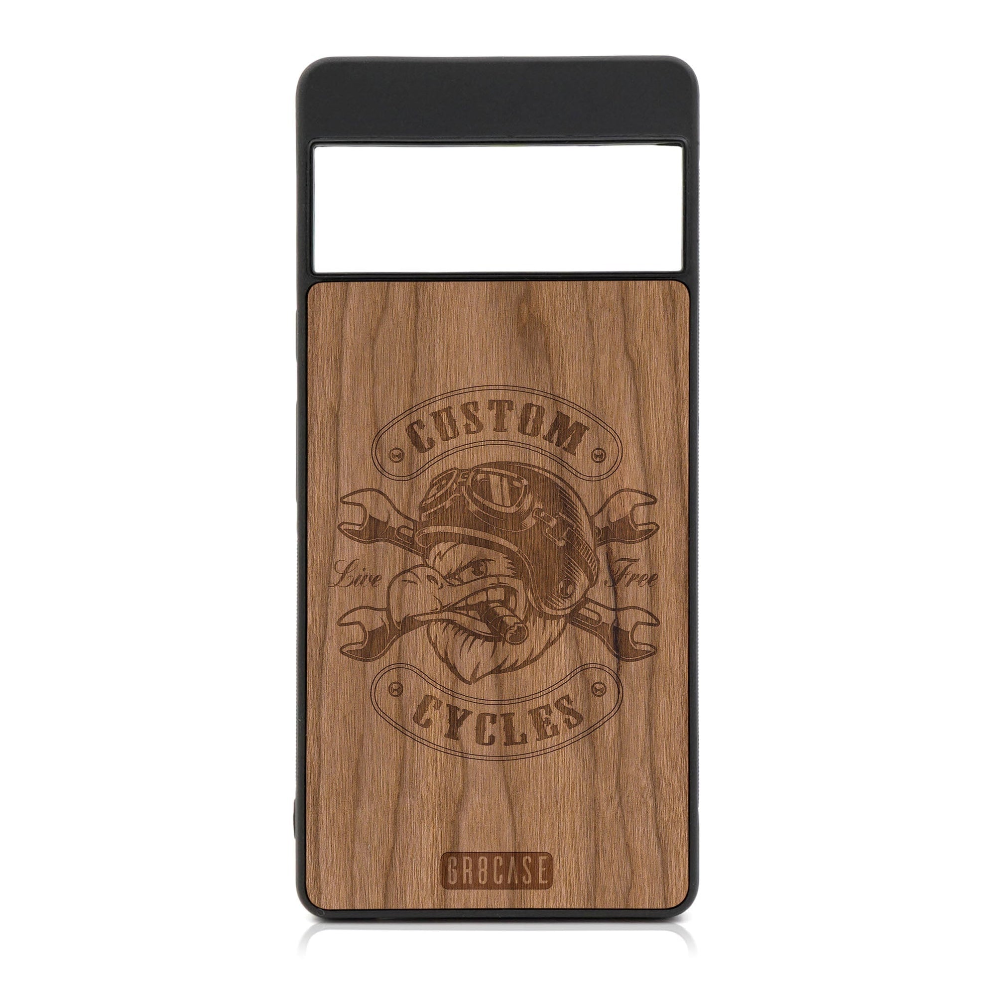 Custom Cycles Live Free (Biker Eagle) Design Wood Case For Google Pixel 7 Pro