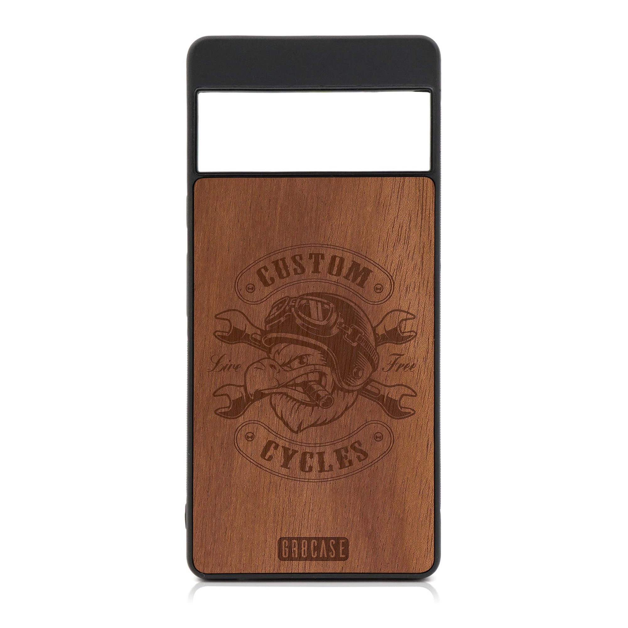 Custom Cycles Live Free (Biker Eagle) Design Wood Case For Google Pixel 7 Pro