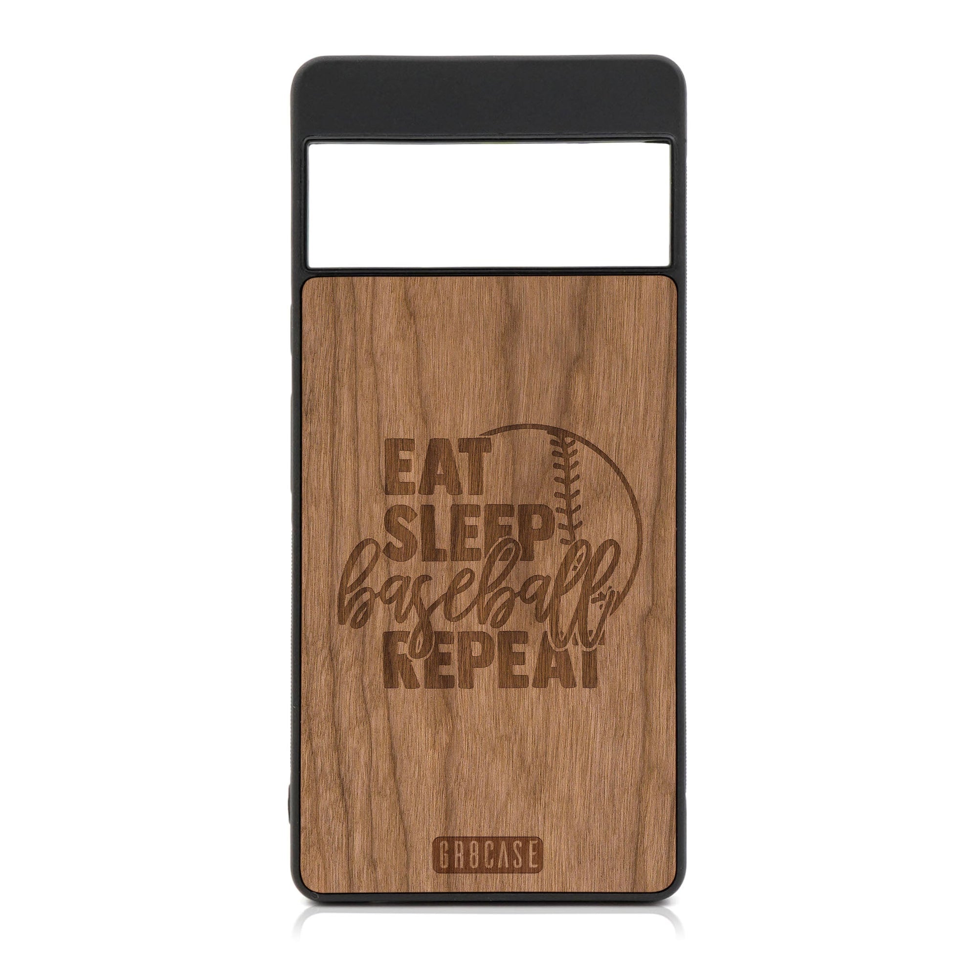 Eat Sleep Baseball Repeat Design Wood Case For Google Pixel 6 Pro