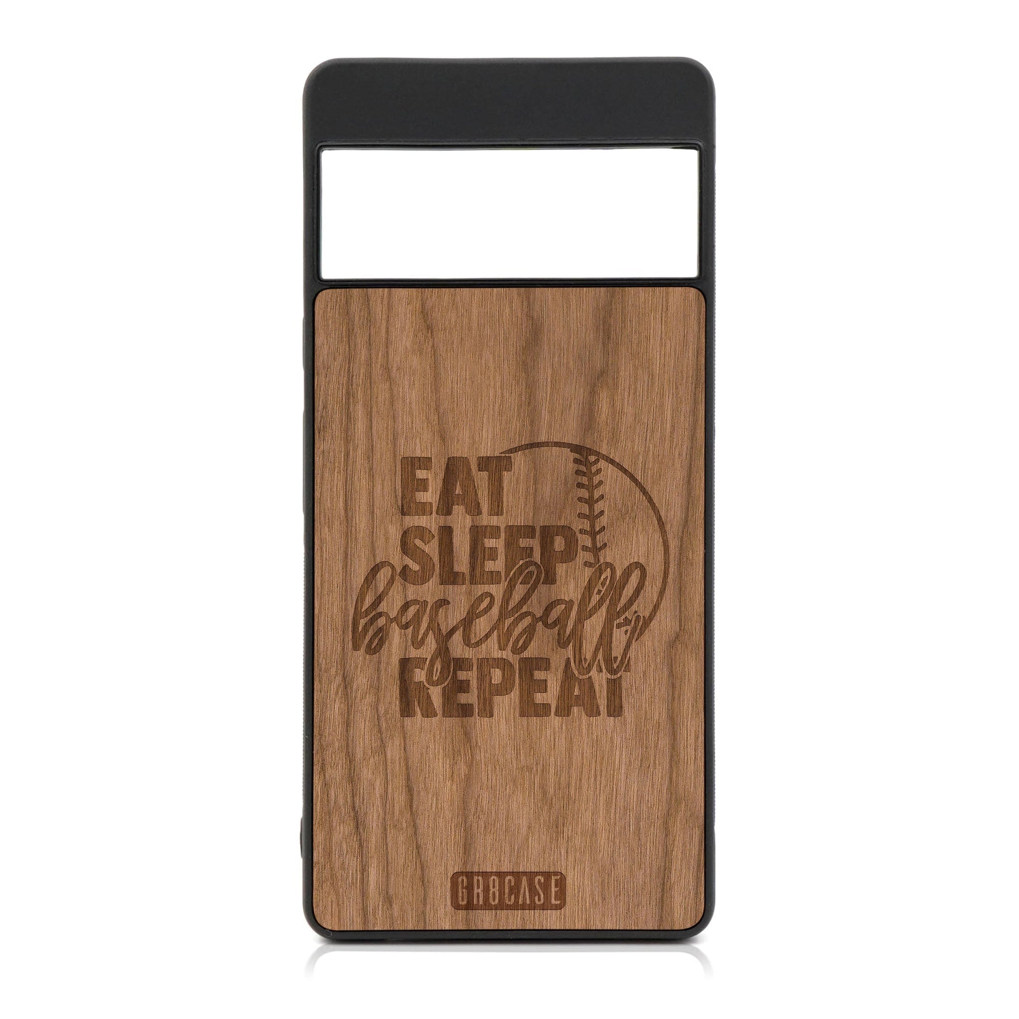 Eat Sleep Baseball Repeat Design Wood Case For Google Pixel 7 Pro